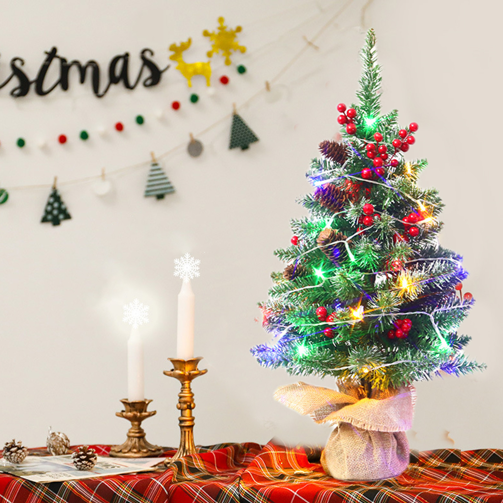 Deals Tpzfurit Mini Christmas Tree Pinecone 17in with LED Lights | Realistic Design for Festive Holiday Decor | Ideal for Home \u0026 Office | Durable Wood \u0026 Plastic Materials | Includes Lig